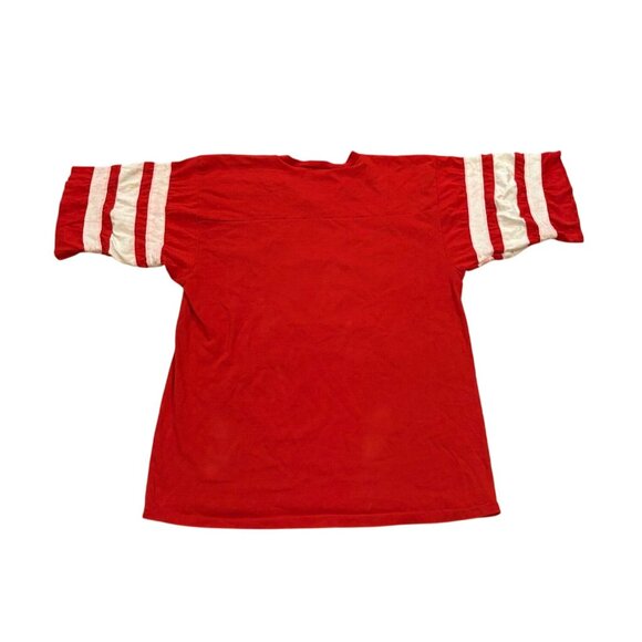 Vintage 80's Logo 7 New England Patriots 3/4 Short Sleeve Shirt Red Men's Large - Picture 2 of 9